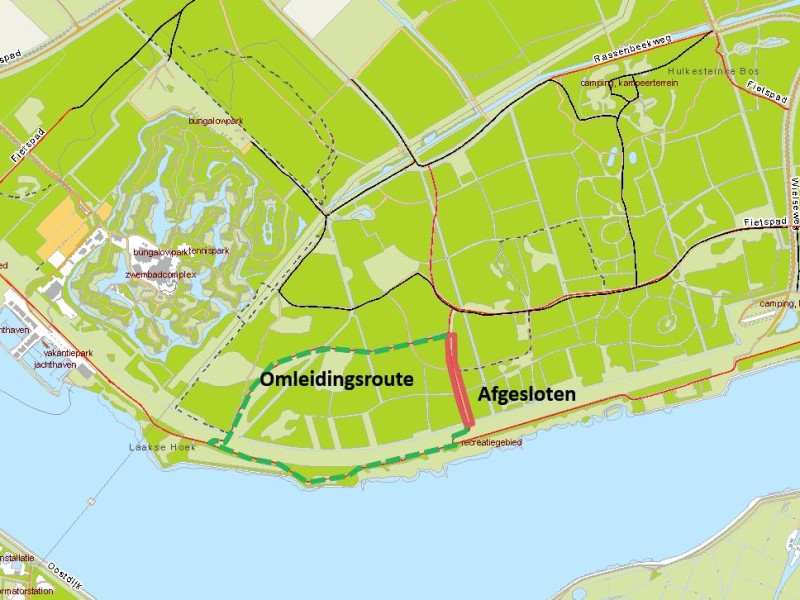 Fietspad en fietsbrug bij Laakse Strand afgesloten vanwege onveilige brug