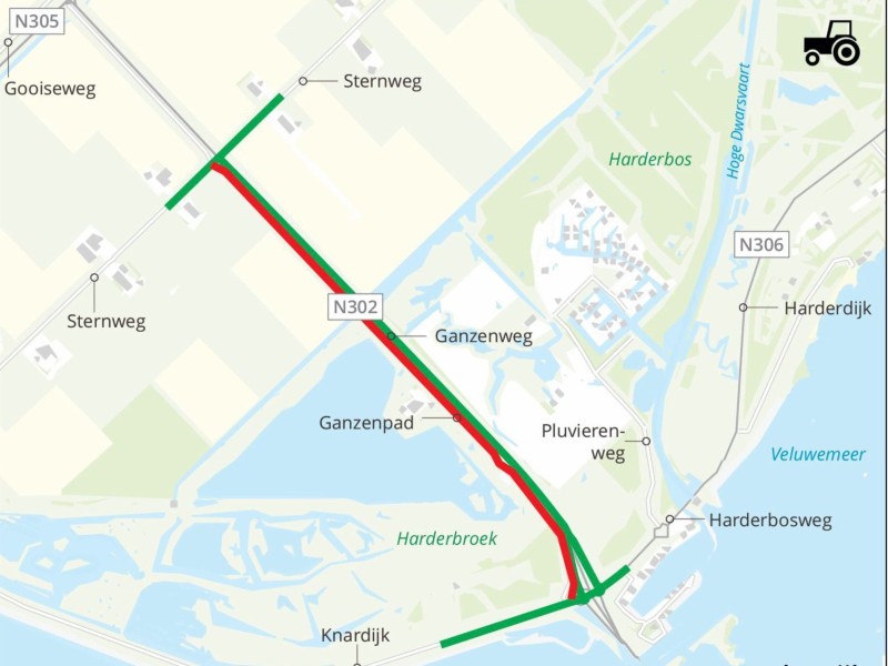 Een kaart van de werkzaamheden van fase 1