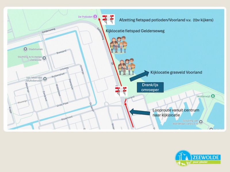 Het kaartje van de Kijklocatie van de Gondelvaart van Puur Zeewolde