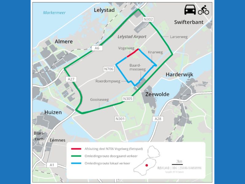 Visuele weergave van wegomleiding.