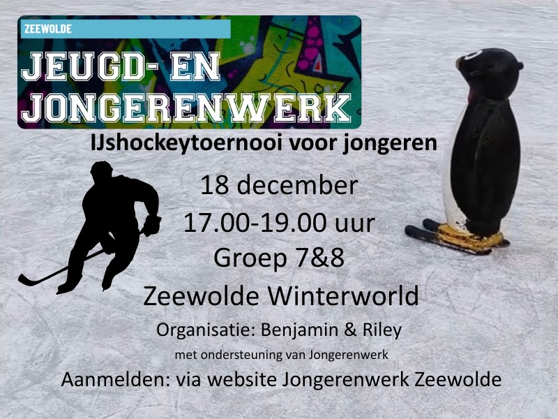 Affiche met informatie over ijshockey wedstrijd.