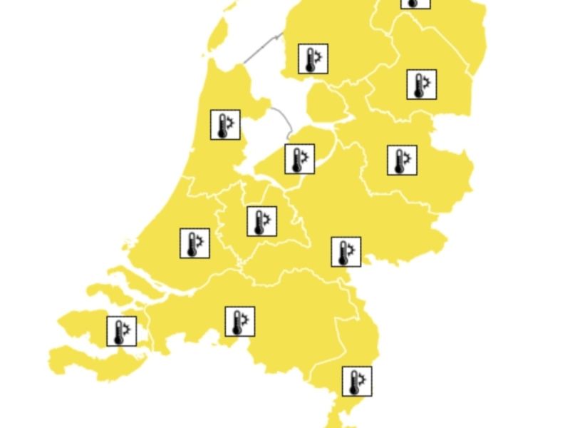 De kaart van Nederland in code geel