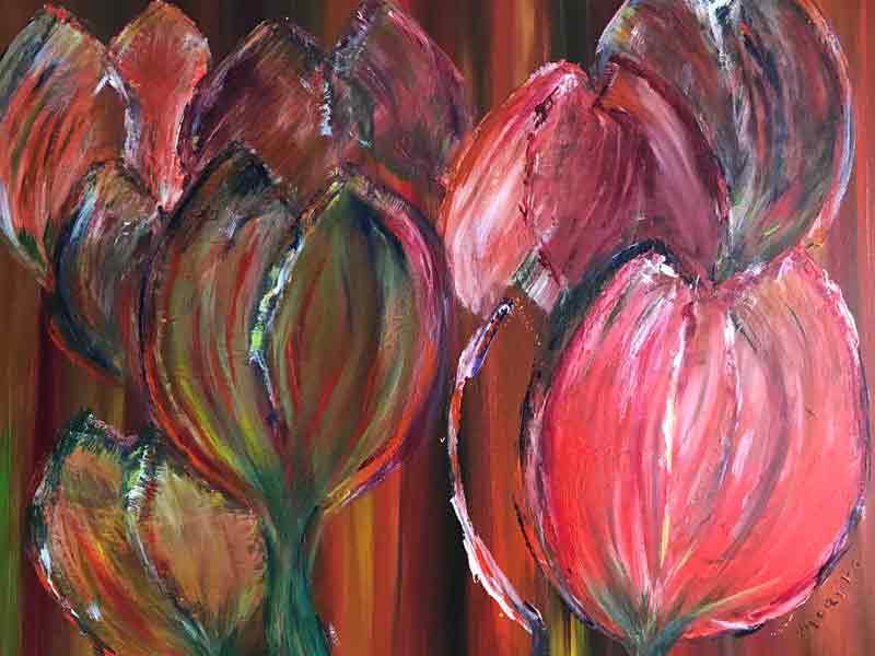 Tulpenkunst  in de etalage