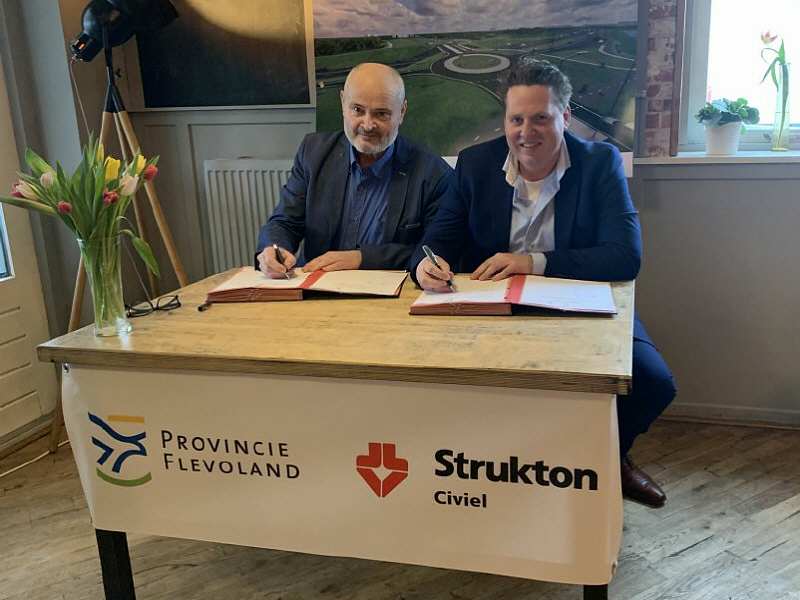 Provincie Flevoland en Strukton vinden elkaar op de turborotonde Ganzenweg-Knardijk