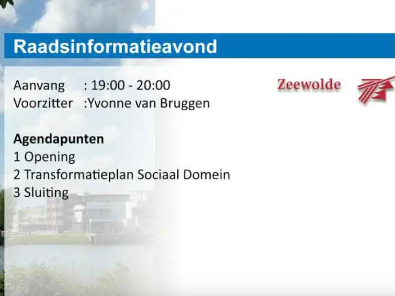 Info-avond Transformatieplan Sociaal Domein