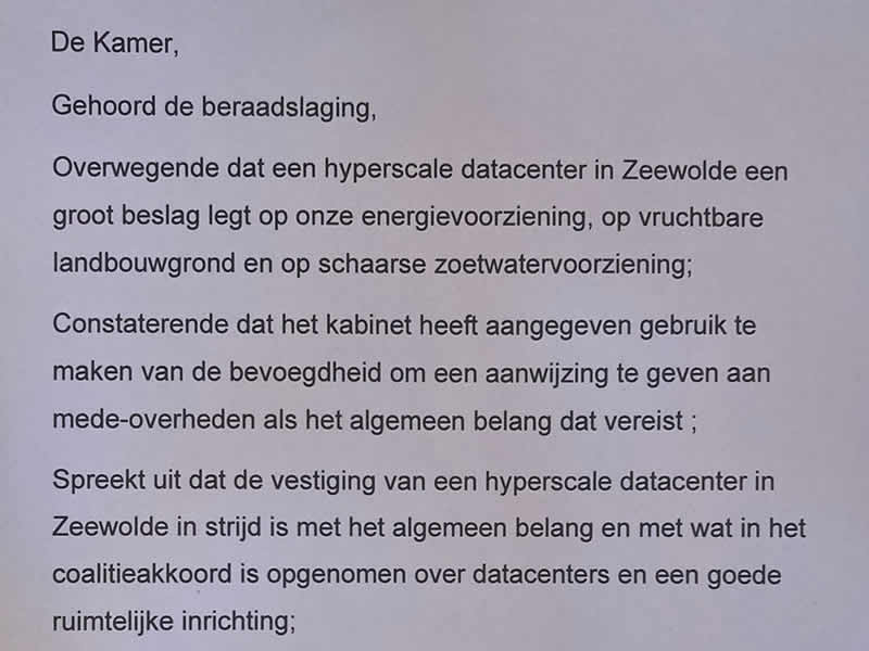 Eerste Kamer blokkeert verkoop grond aan Meta met motie