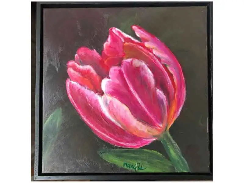 Tulpenkunst in de etalage