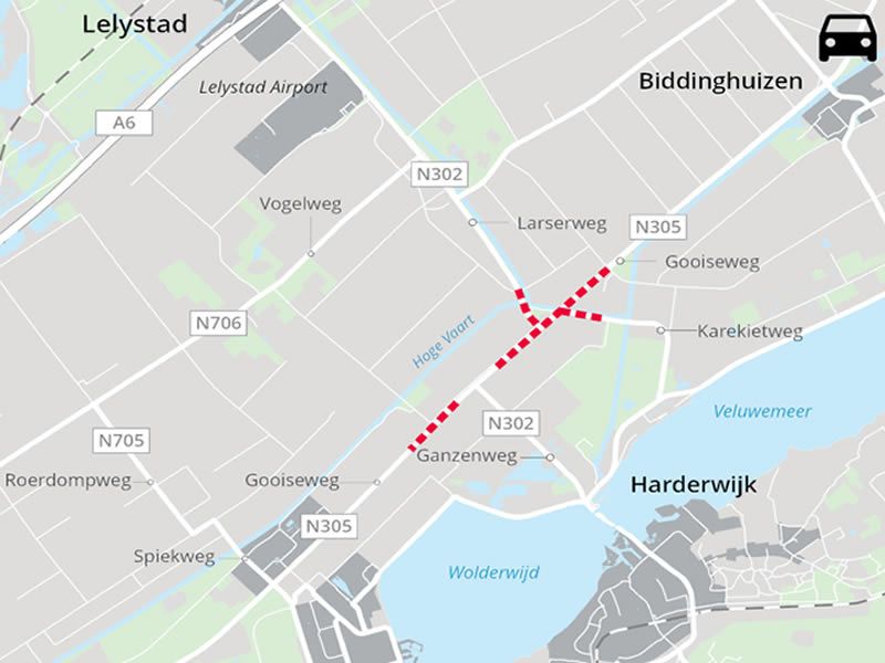 kaart met aanduiding van de werkzaamheden 