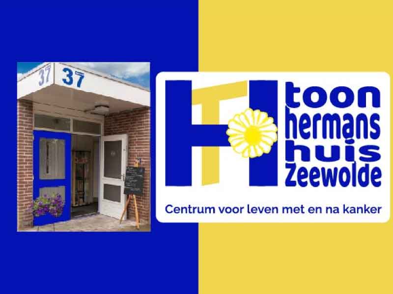Logo Toon Hermanshuis en foto van de ingang op Mazerhard 37