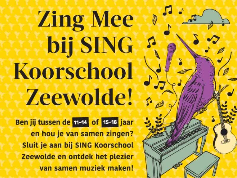 De flyer van SING Koorschool Zeewolde