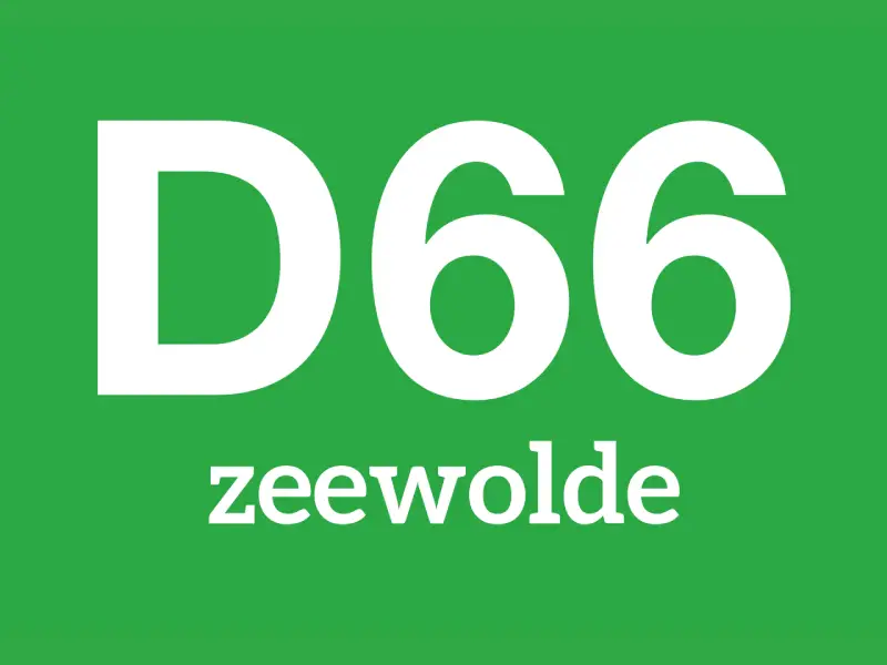 Logo D66 Zeewolde met groene achtergrond